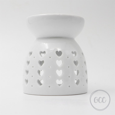 Ceramic burner white with hearts