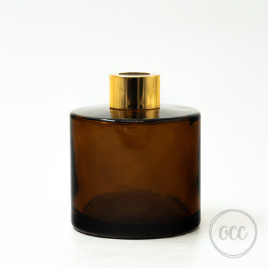 Amber glass jar for reed diffuser with golden lid