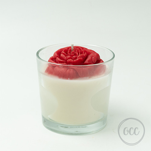 Decorative rose for container candle